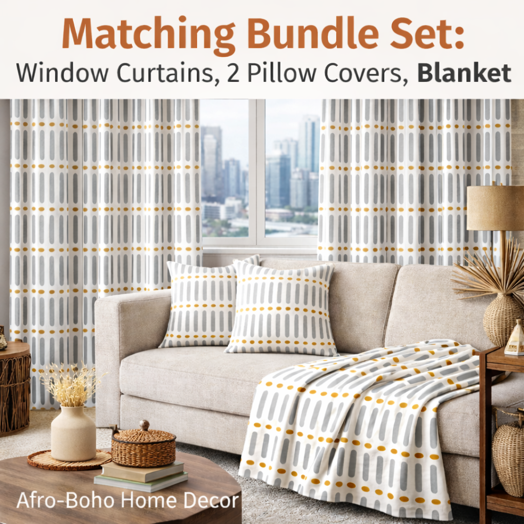 White Gold Mudcloth Living Room Set