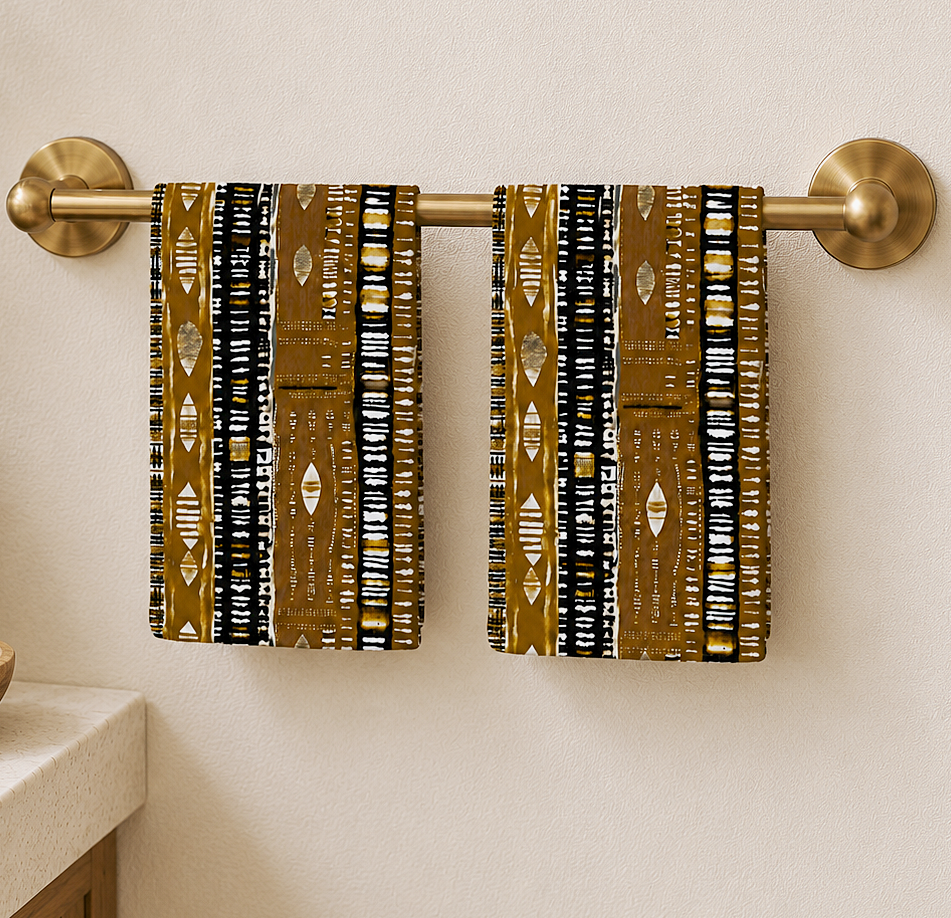 Metallic Gold Mudcloth Hand Towel