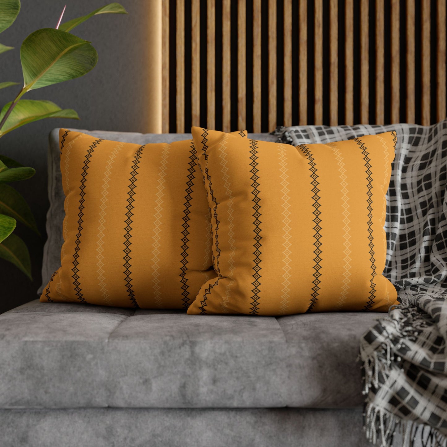 Gold Mudcloth Print Throw Pillow