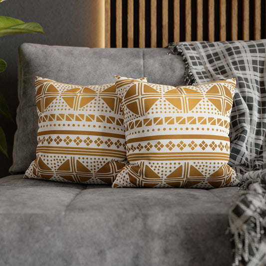 White Gold Tribal Pillow Cover