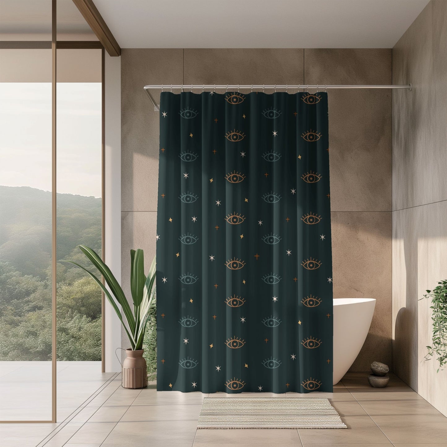 Boho Evil Eye Protection Shower Curtain