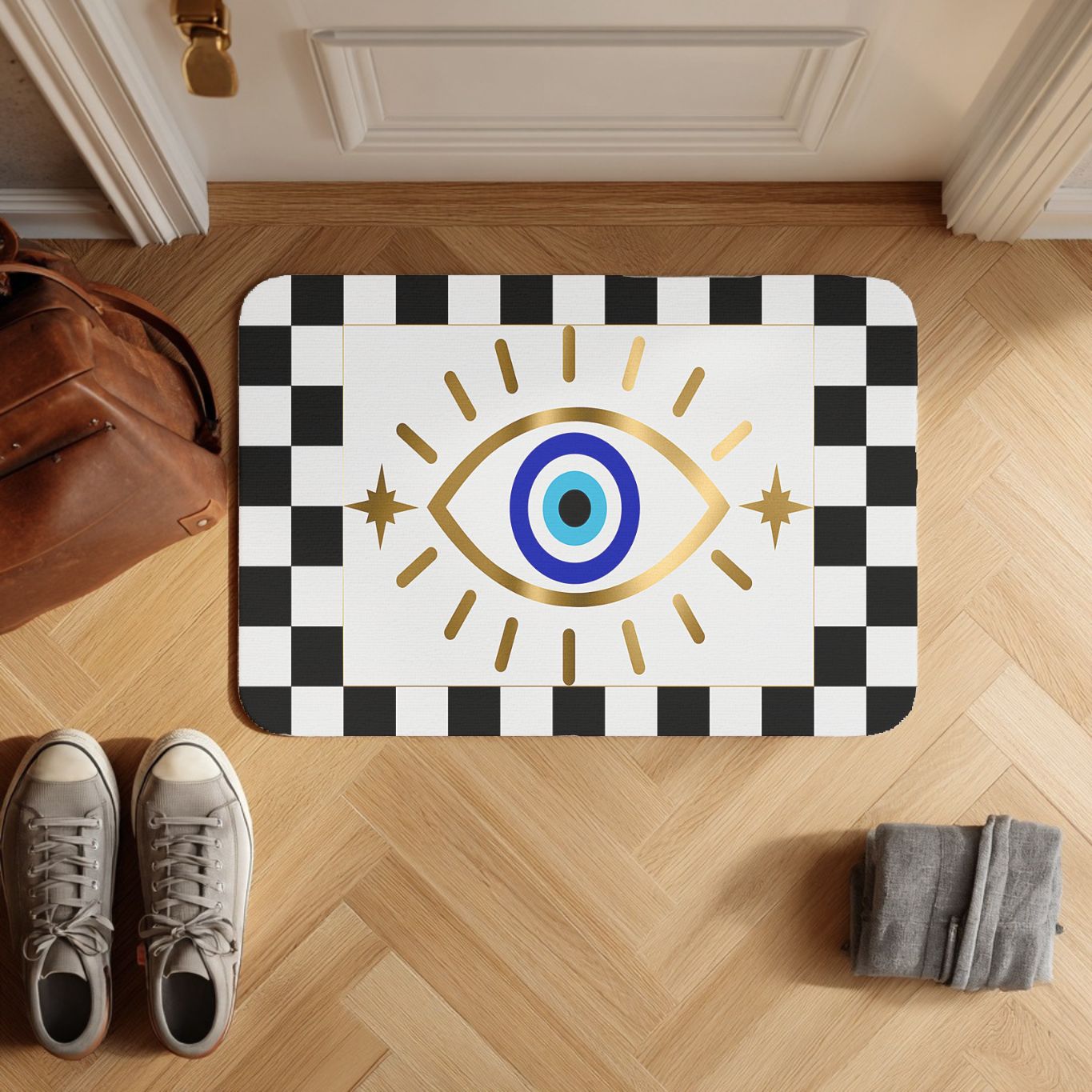Checkered Evil Eye Doormat