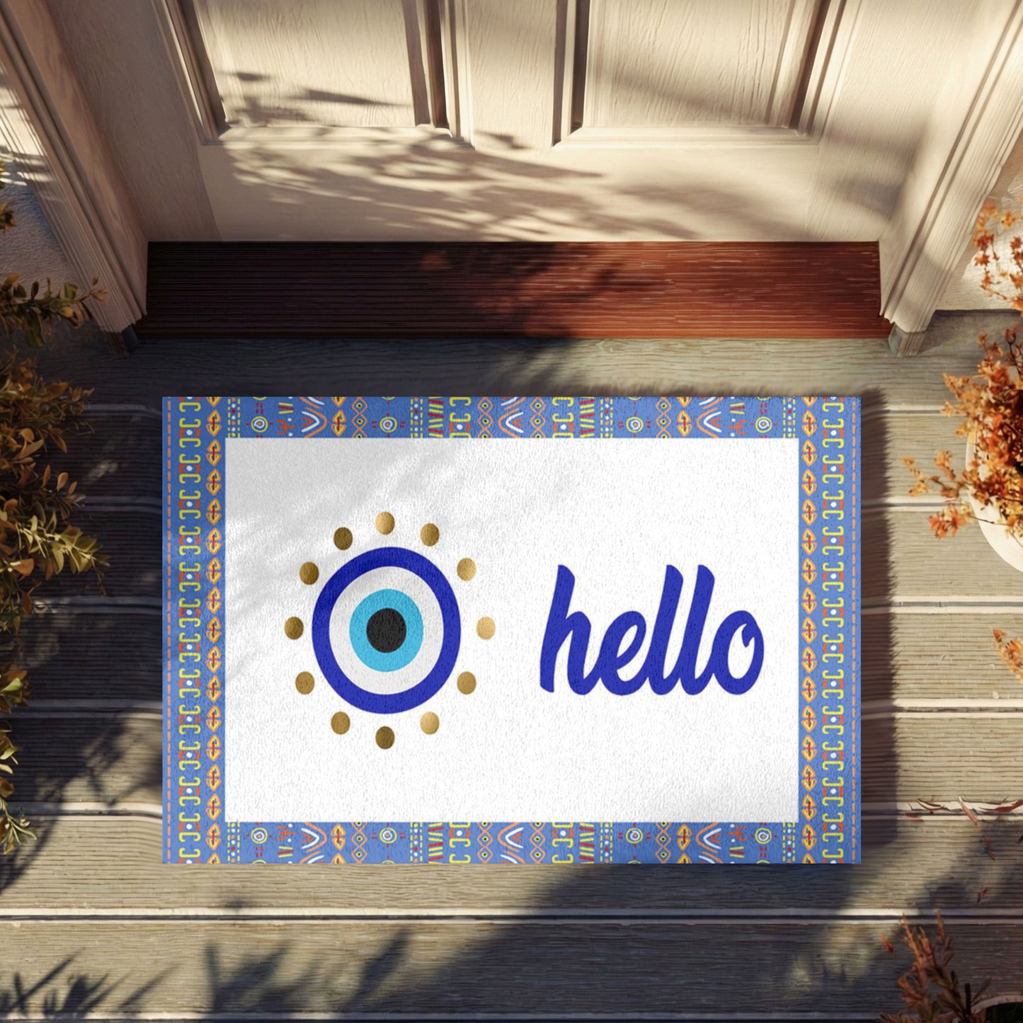 Blue Evil Eye Hello Doormat