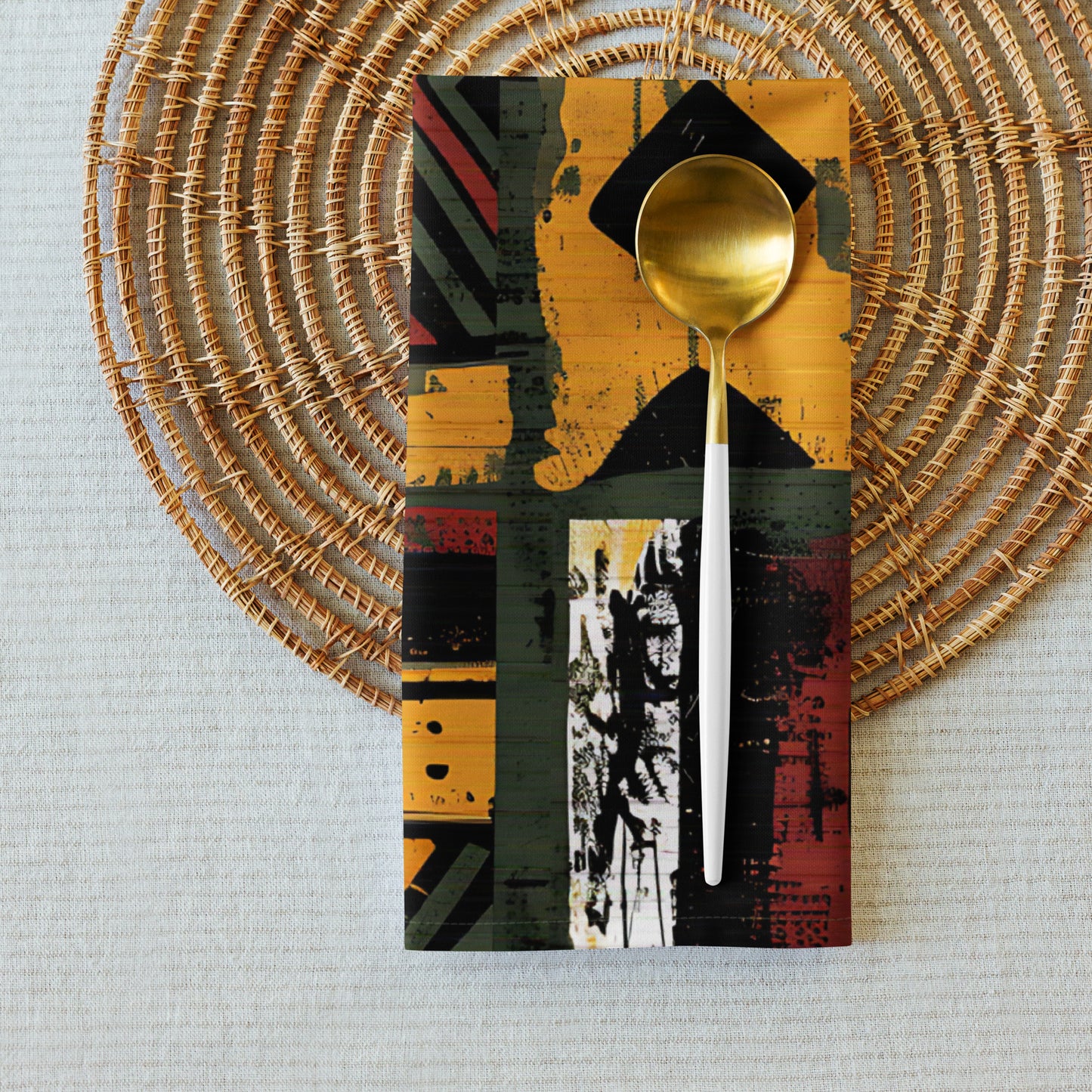 African Art Tribal Print Cloth Napkins Set of 4