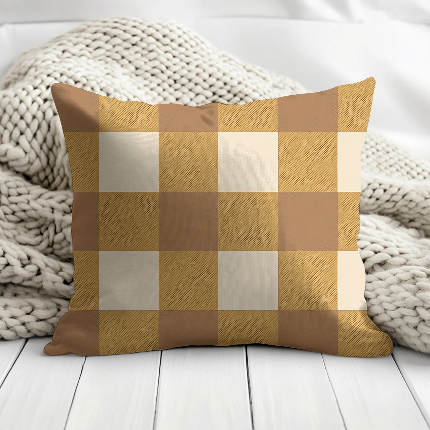 Gold Gingham Cushion Cover
