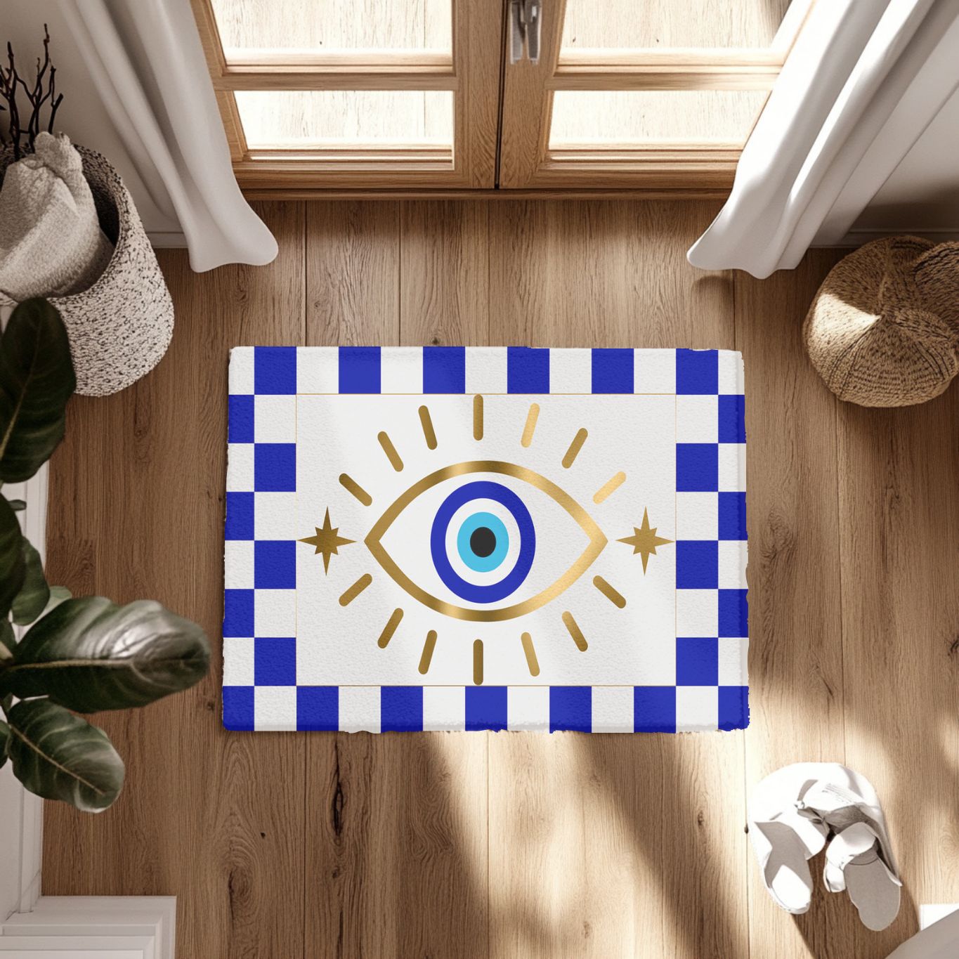 Checkered Evil Eye Doormat
