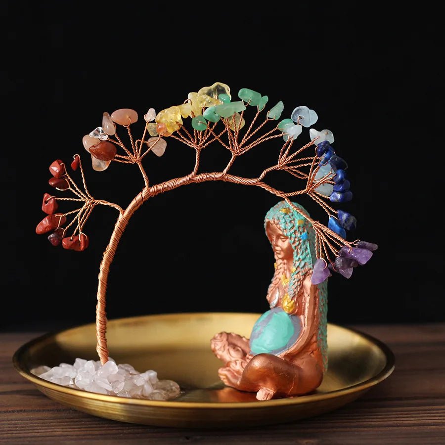 7 Chakra Healing Crystals Tree Gaia Tray - SANKTUARI DECOR