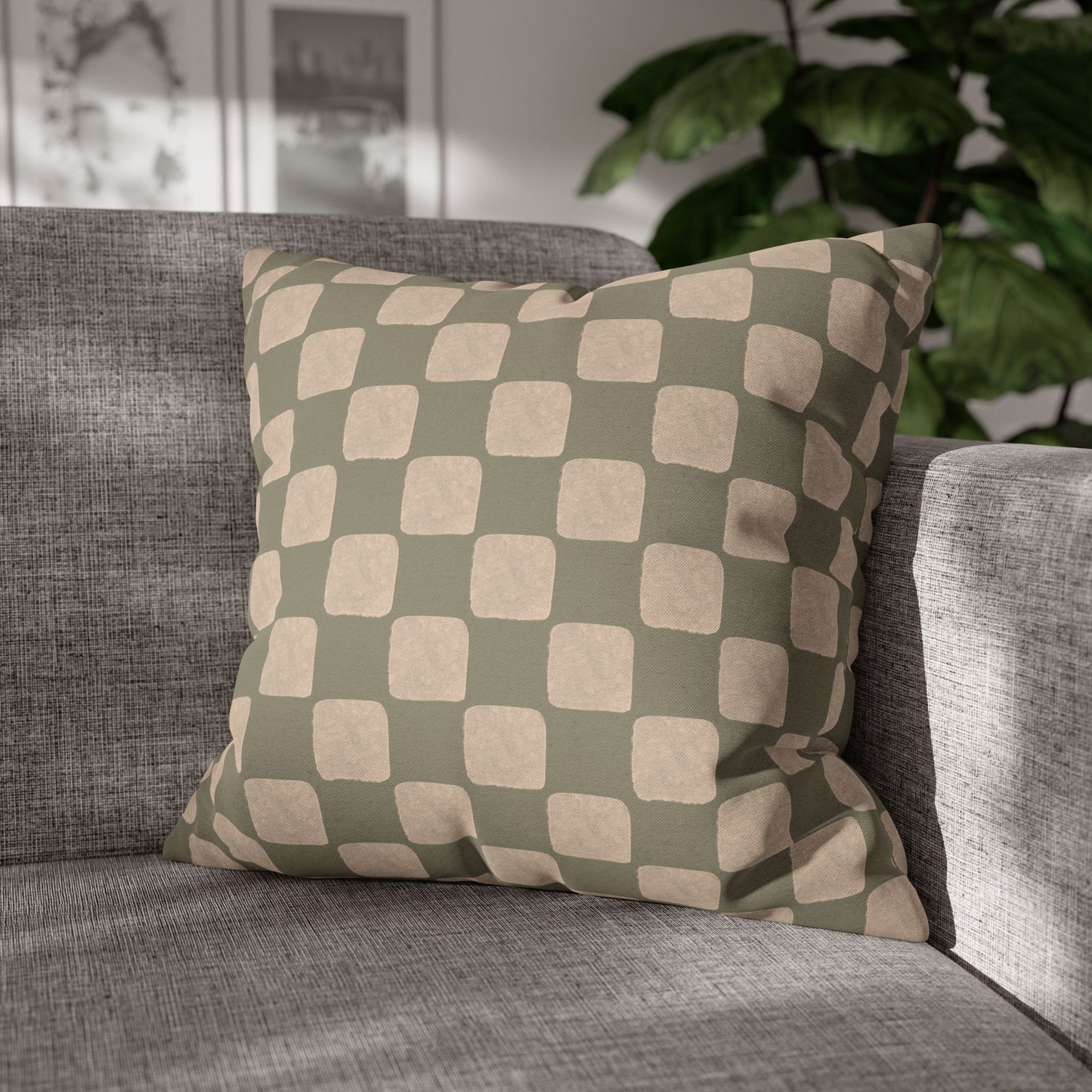 Retro Checkered Pillow Cover