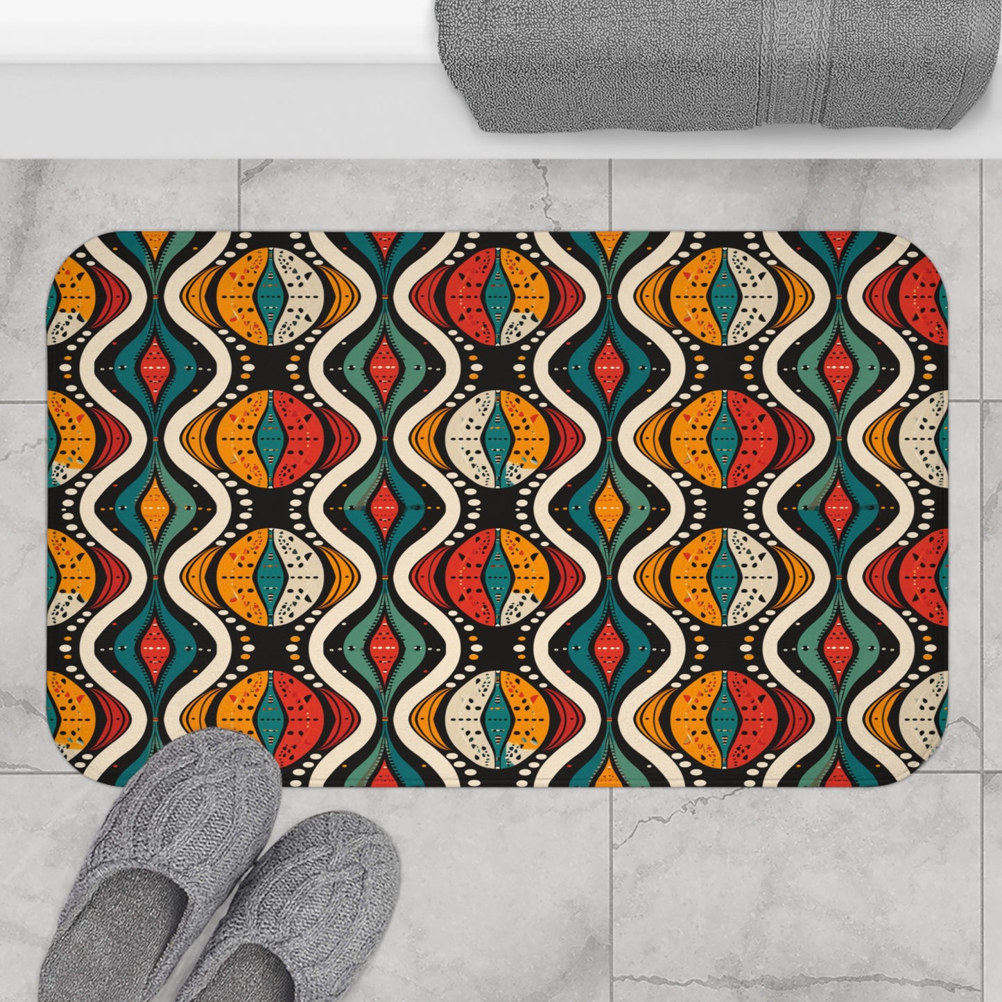 African Ankara Print Bath Mat-Sanktuari Decor