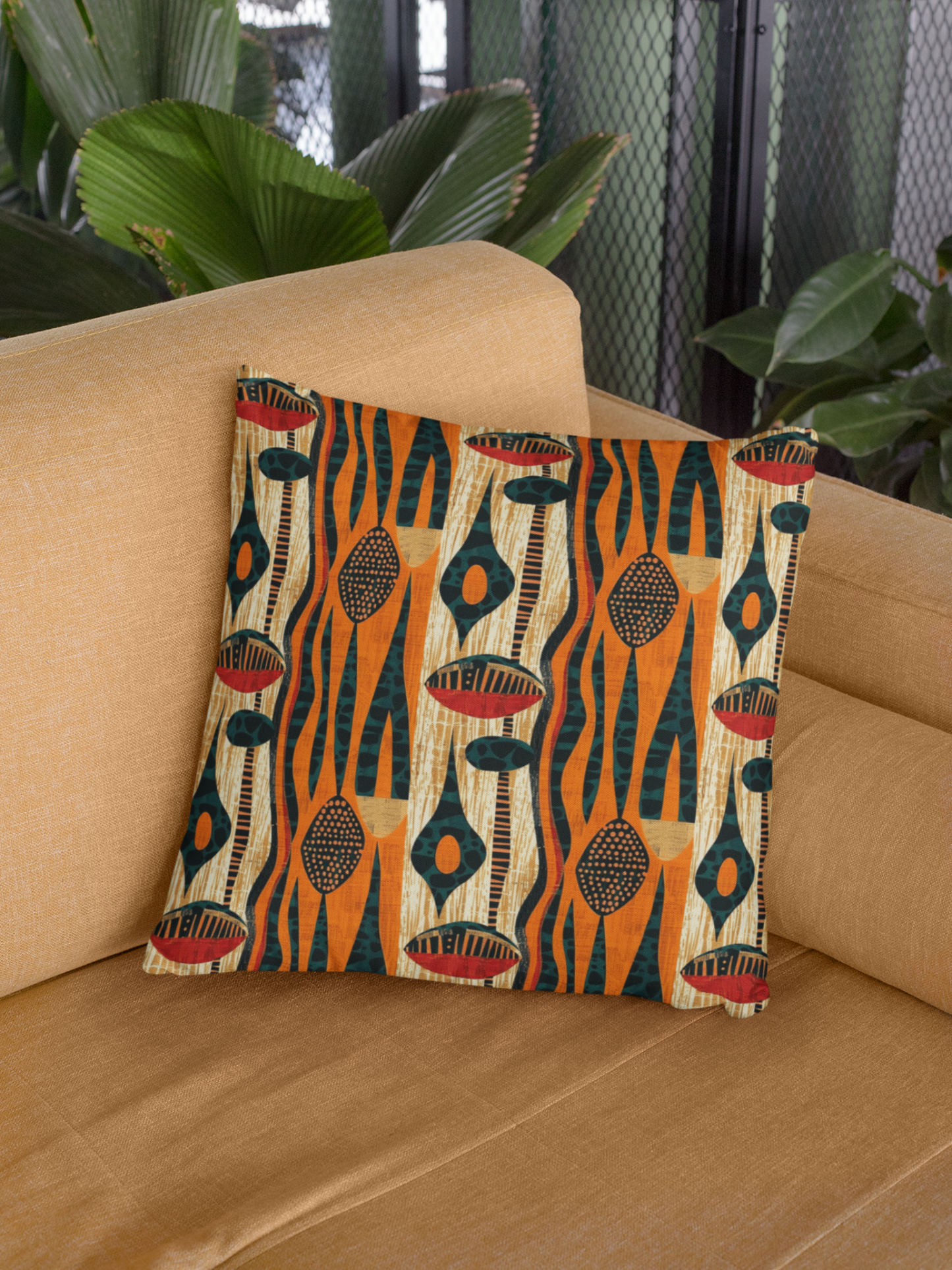 African Print Throw Pillow Cover-Sanktuari Decor