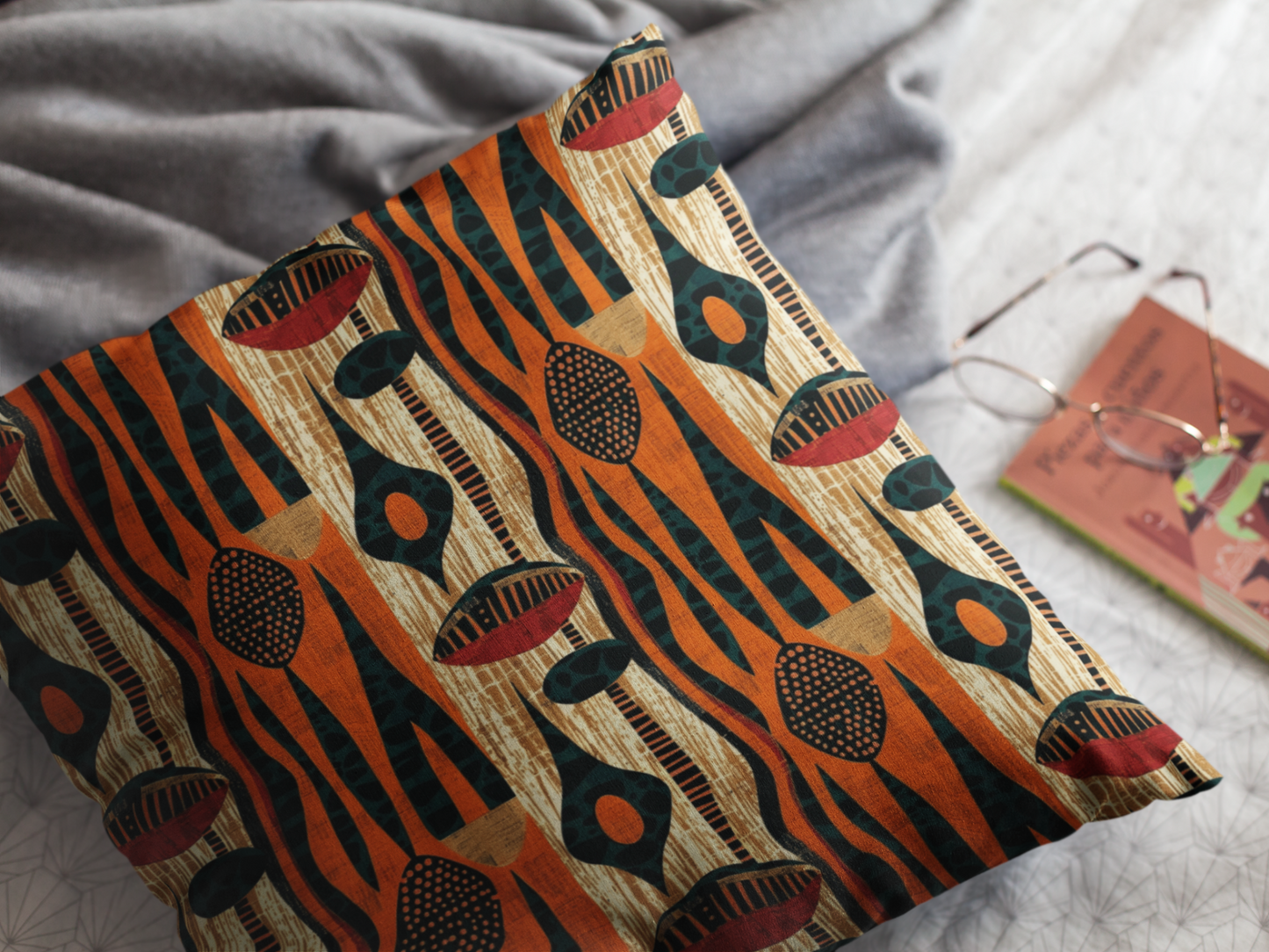 African Print Throw Pillow Cover-Sanktuari Decor