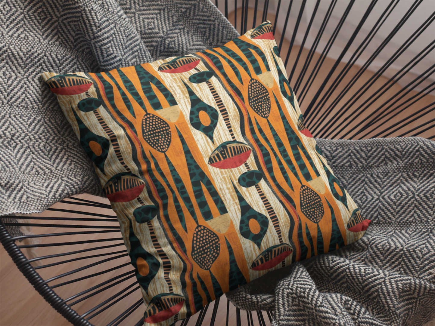 African Print Throw Pillow Cover-Sanktuari Decor