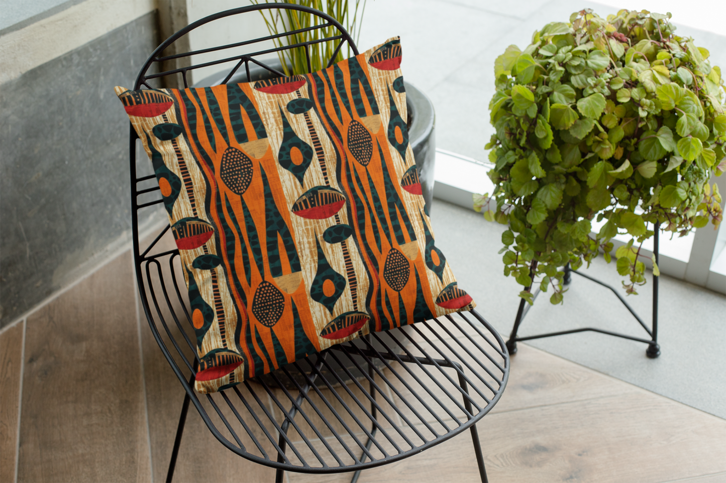 African Print Throw Pillow Cover-Sanktuari Decor