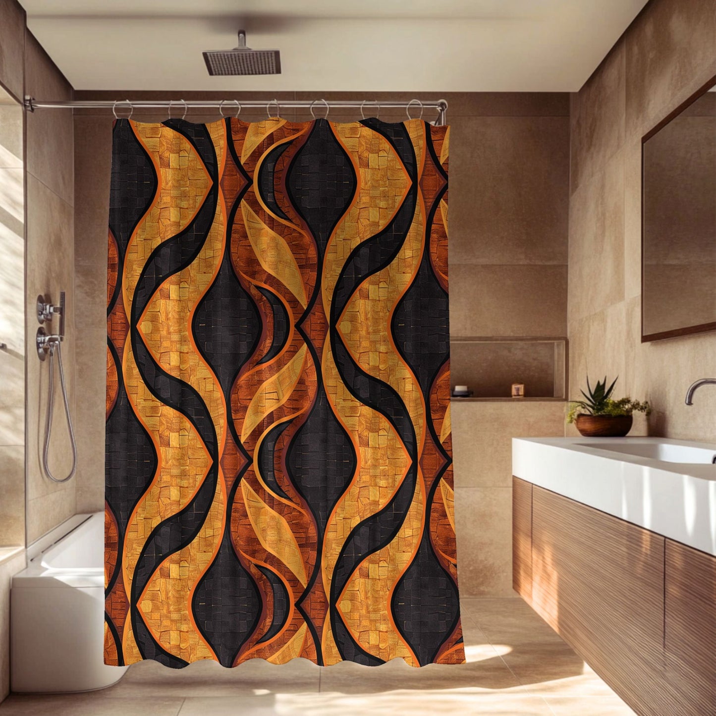 modern mudcloth bathroom accent