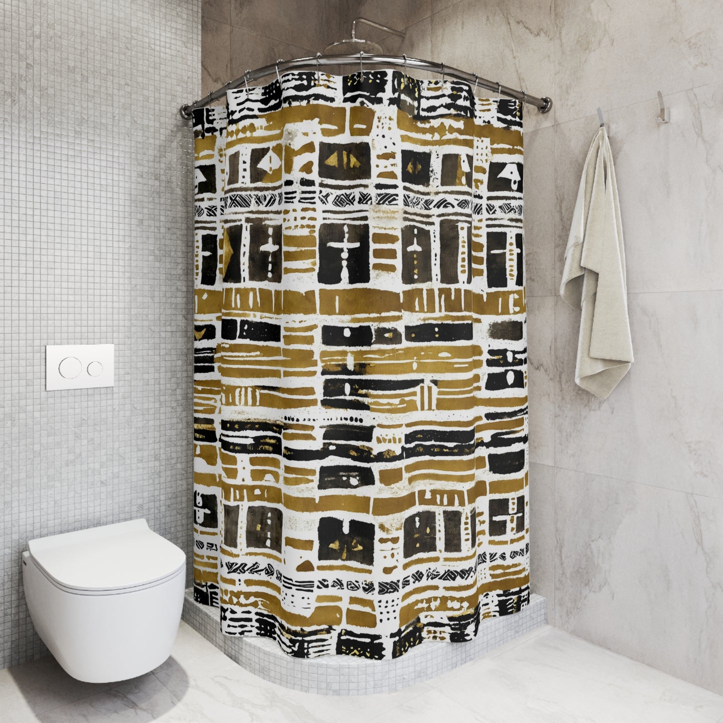 Bogolan Mudcloth Shower Curtain-Sanktuari Decor