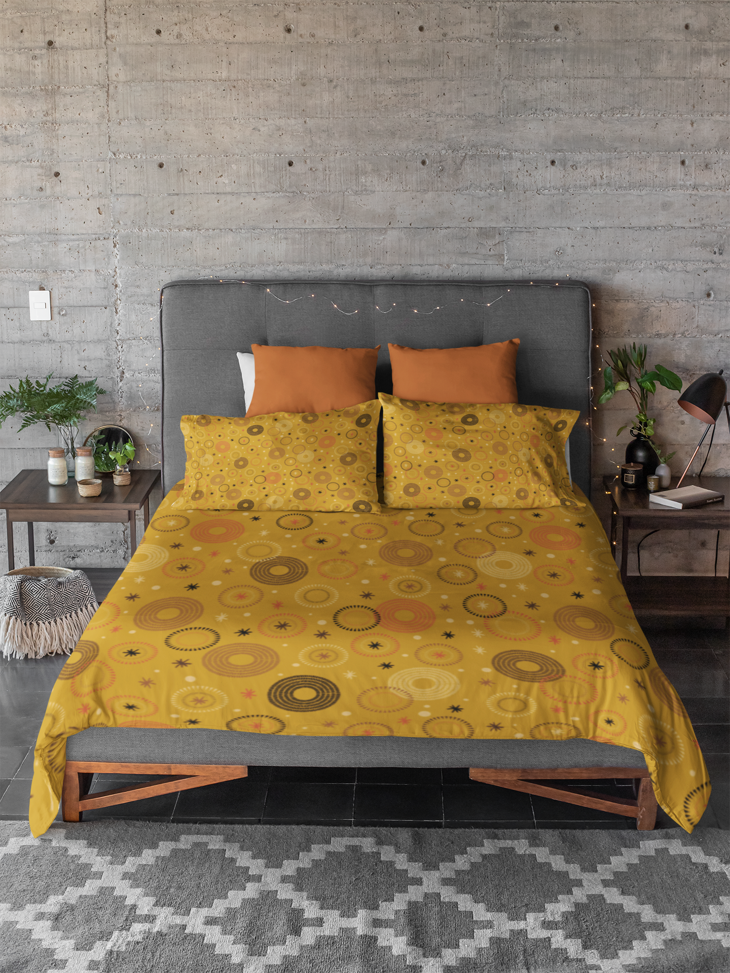 Circles and Stars Duvet Cover-Sanktuari Decor
