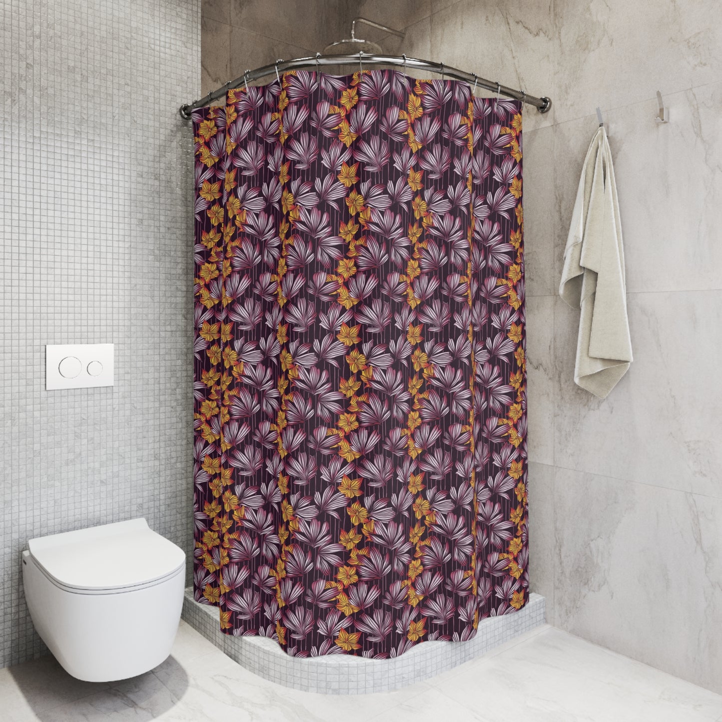 Dark Floral Shower Curtain-Sanktuari Decor