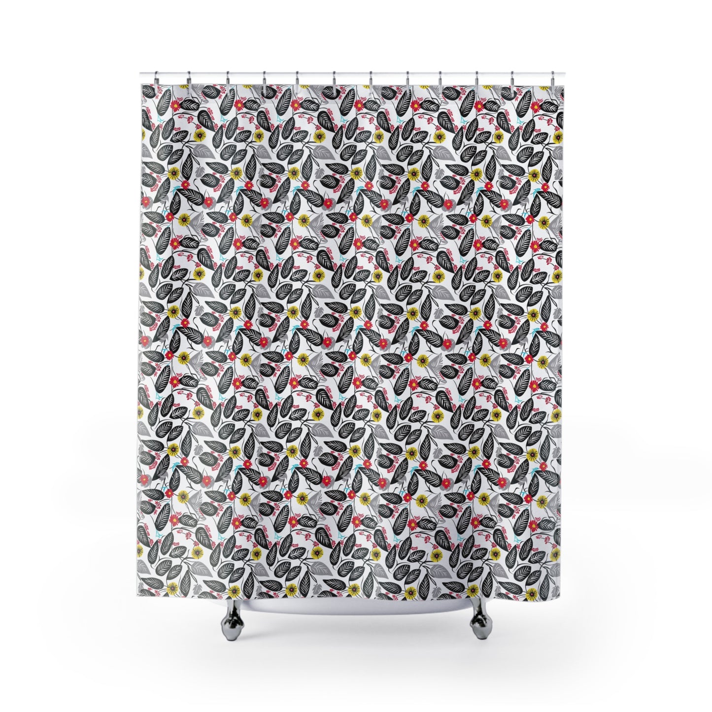 Floral Batik Print Shower Curtain-Sanktuari Decor