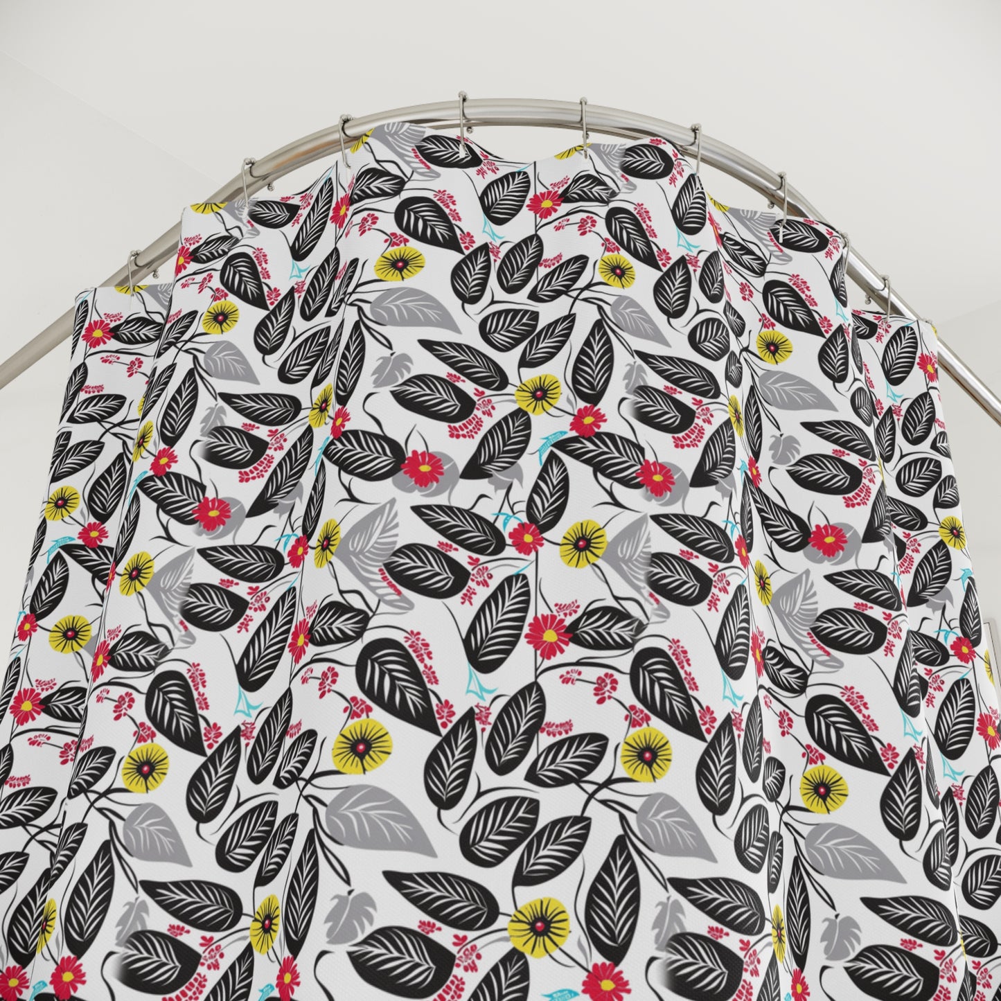 Floral Batik Print Shower Curtain-Sanktuari Decor