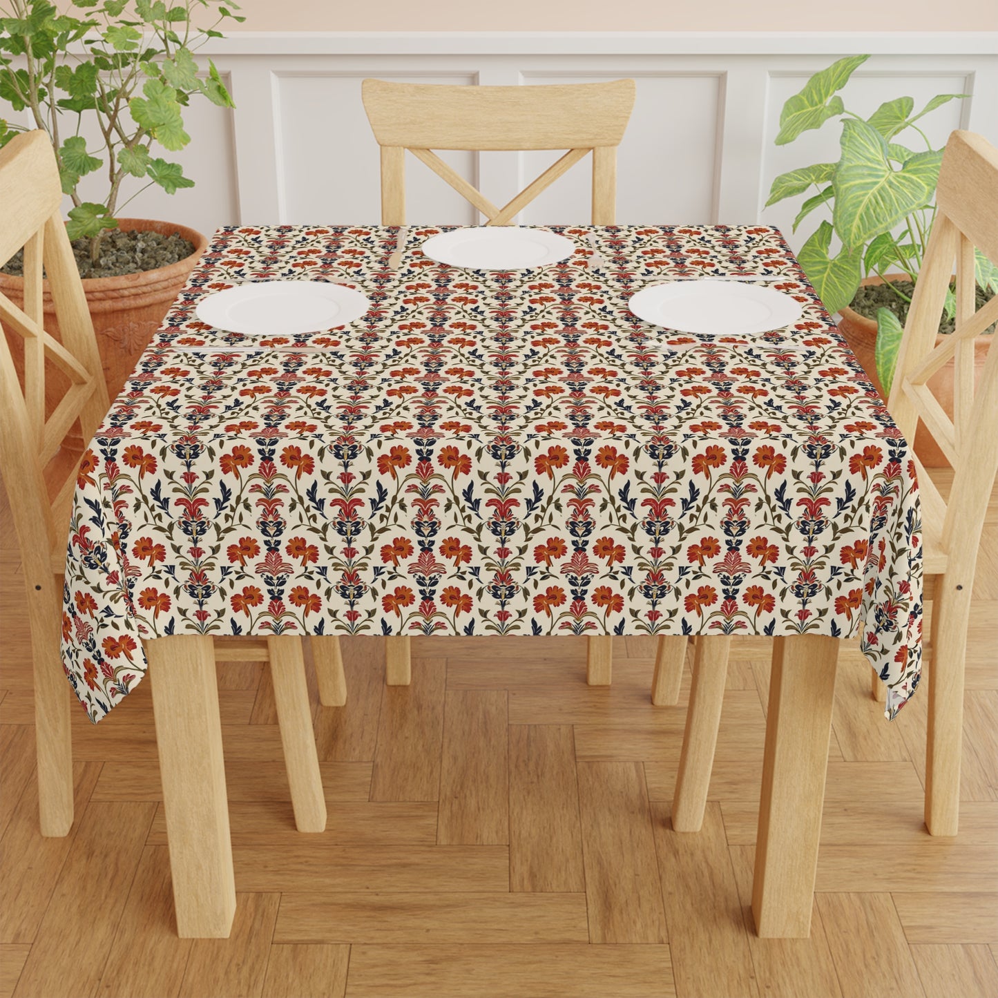 Floral Chinoiserie Tablecloth-Sanktuari Decor