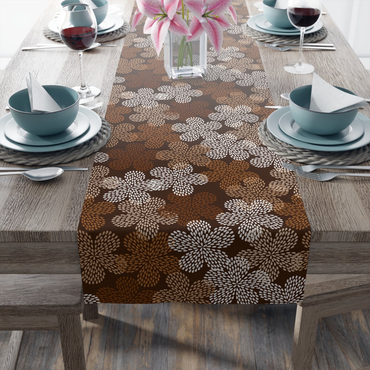 Floral Dots Mudcloth Table Runner-Sanktuari Decor