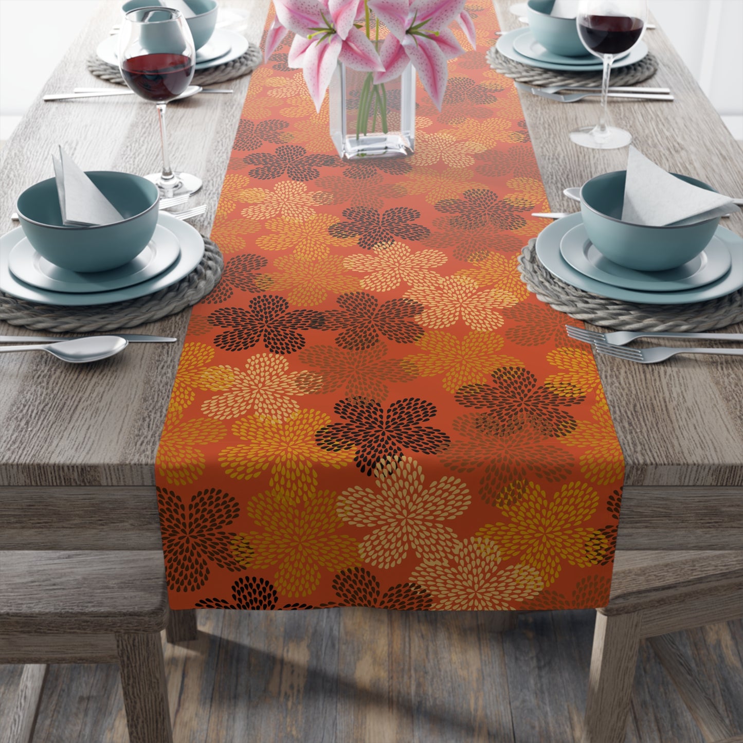 Floral Dots Mudcloth Table Runner-Sanktuari Decor
