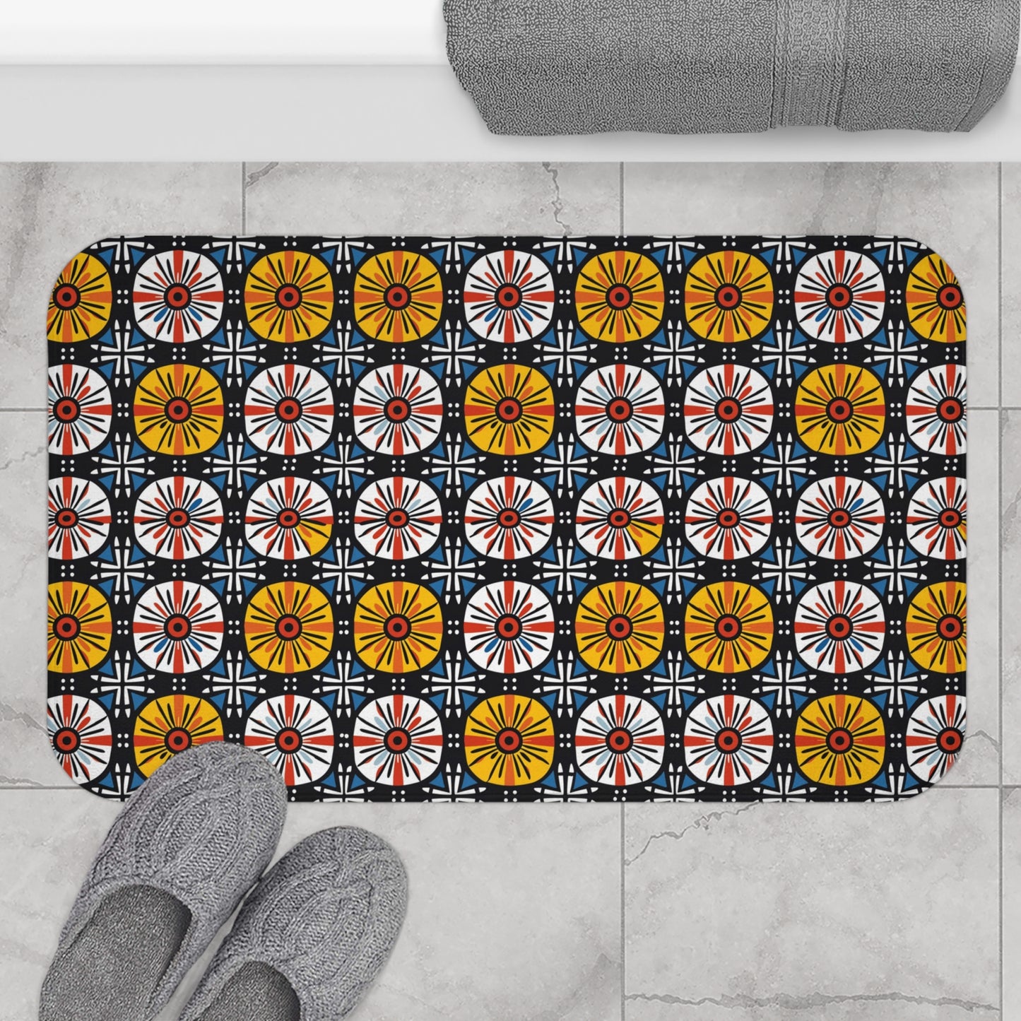 Geometric Ankara Bath Mat-Sanktuari Decor