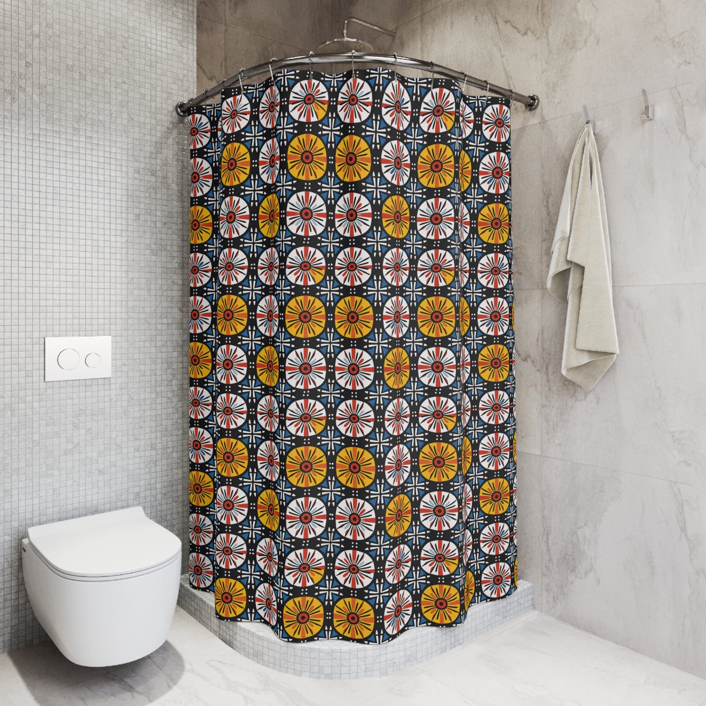Geometric Ankara Shower Curtain-Sanktuari Decor
