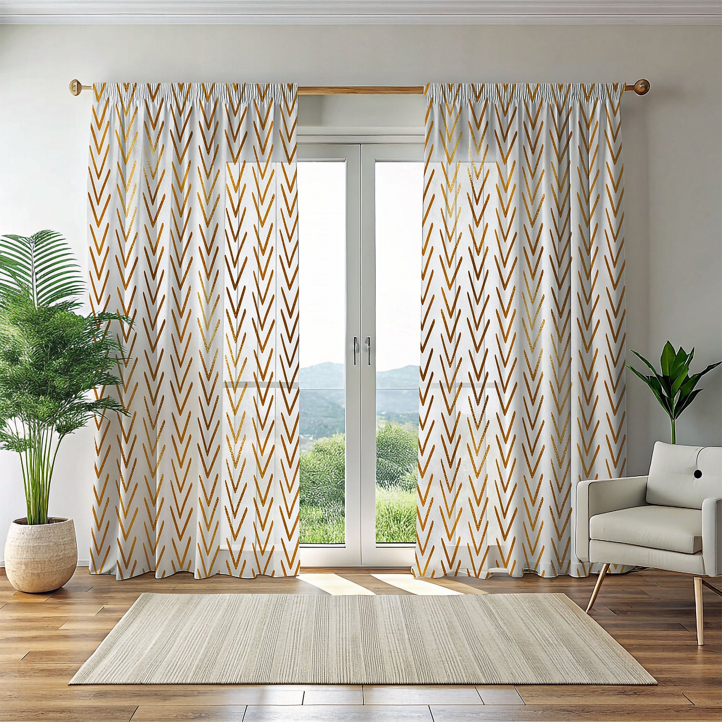 Gold Mudcloth Window Curtain-Sanktuari Decor