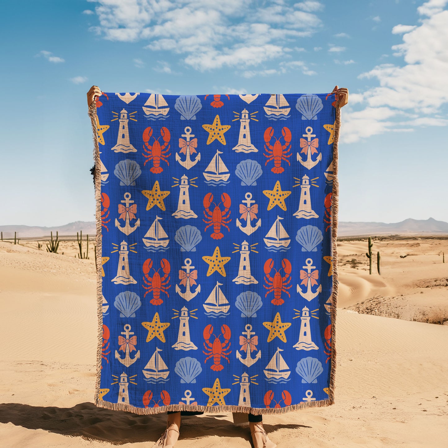Blue Nautical Woven Blanket