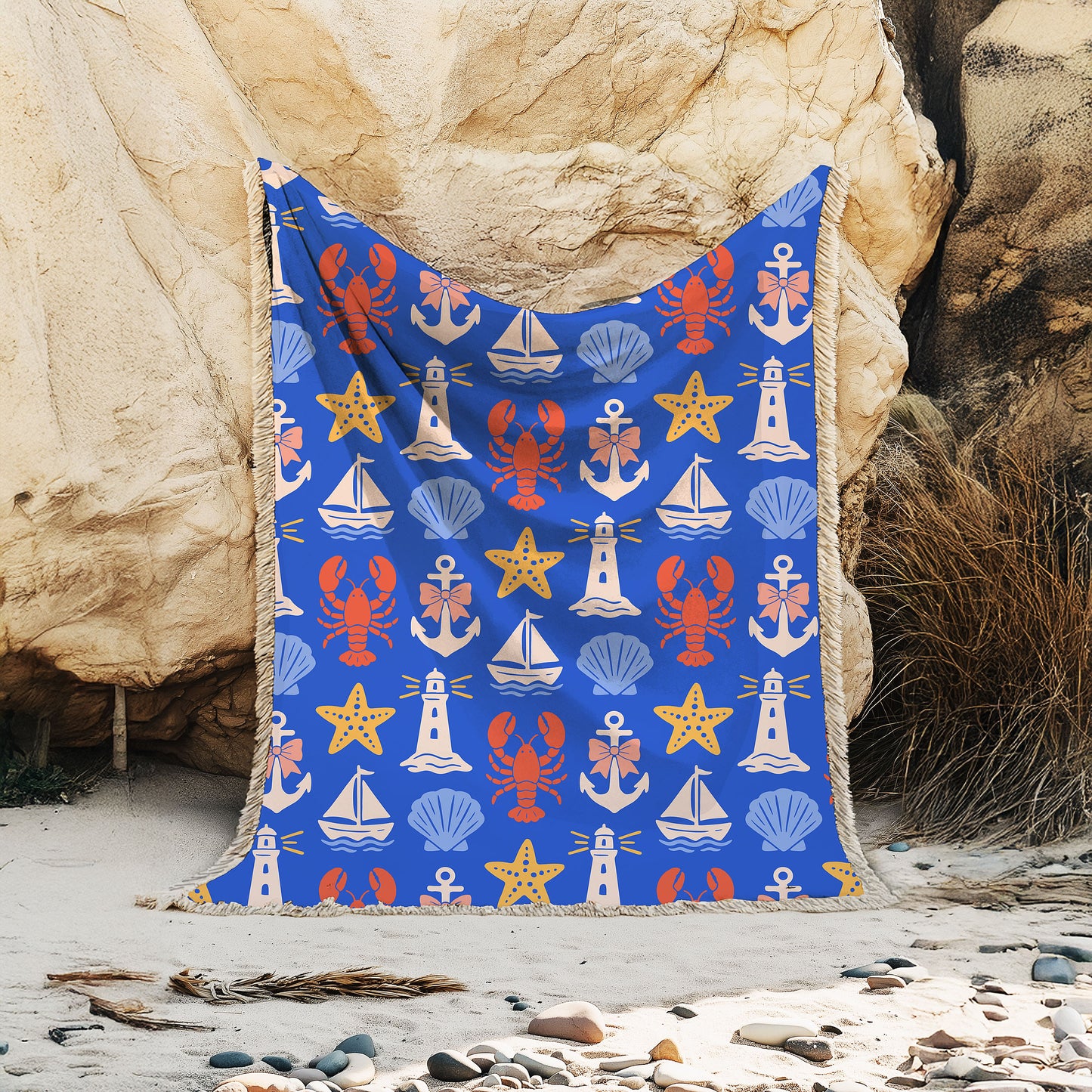 Blue Nautical Woven Blanket