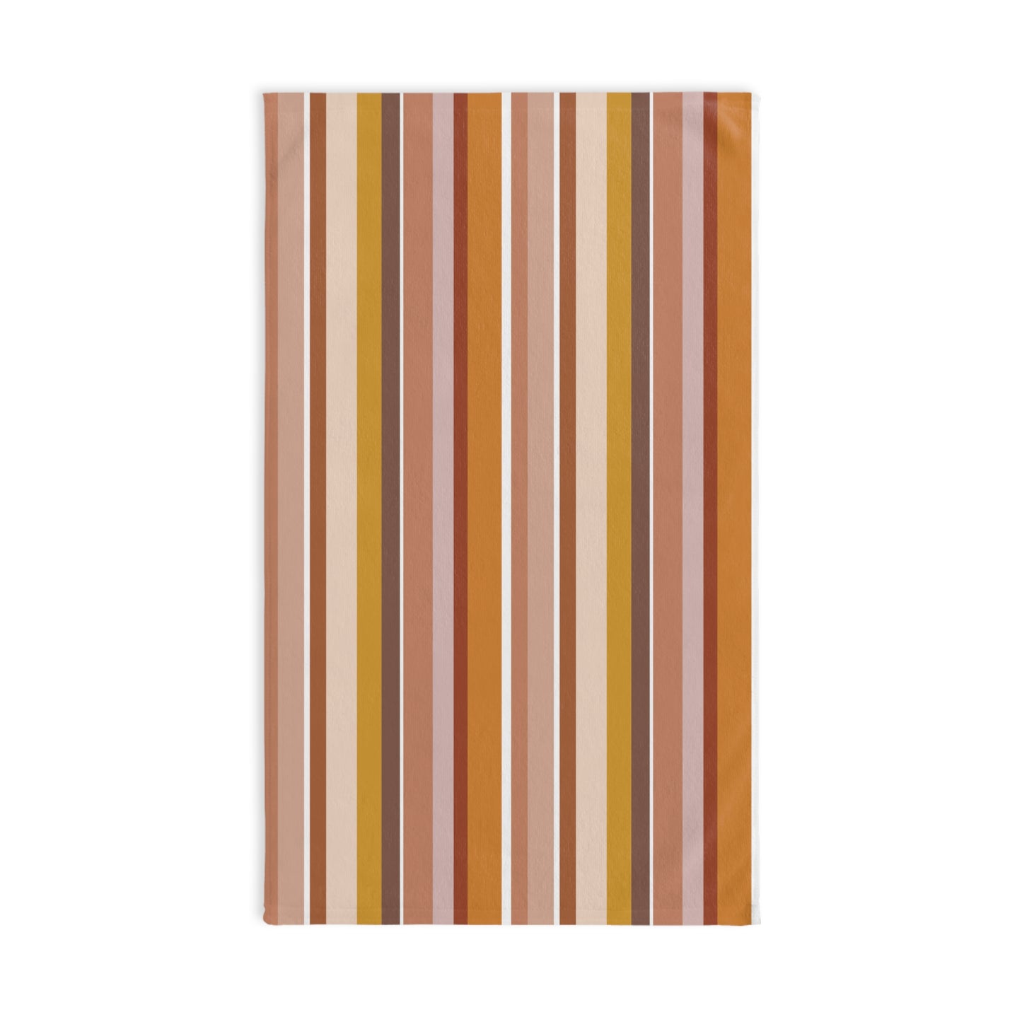Patterned Towel with multicolored vertical stripes on a white background