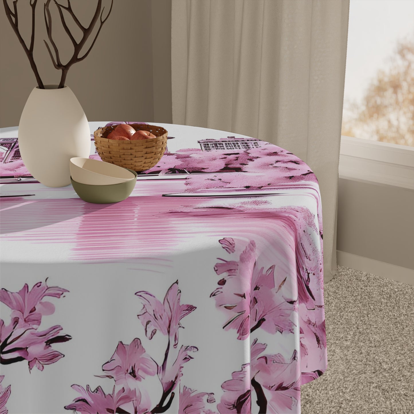 Pink Toile Tablecloth-Sanktuari Decor
