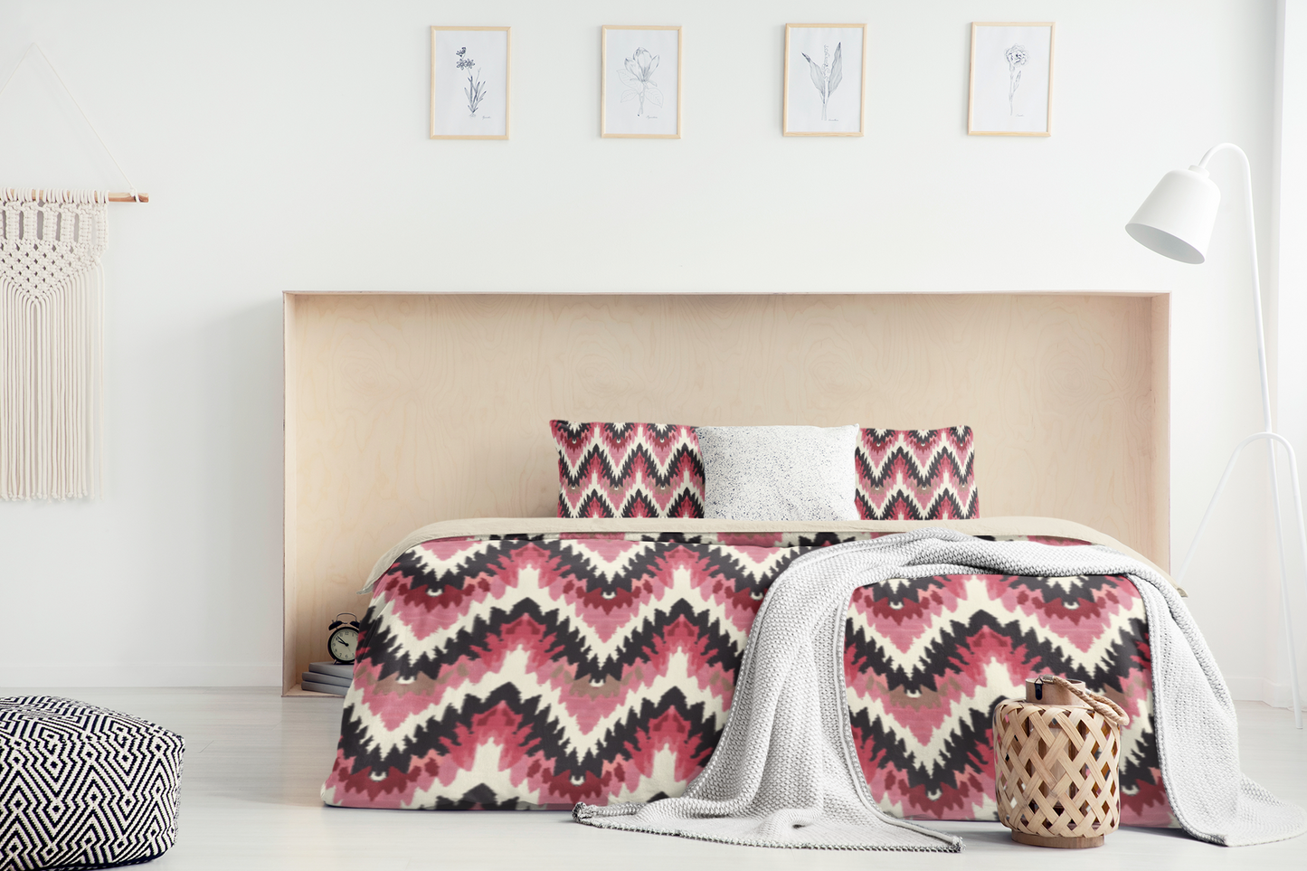 Pink Zig Zag Duvet Cover-Sanktuari Decor