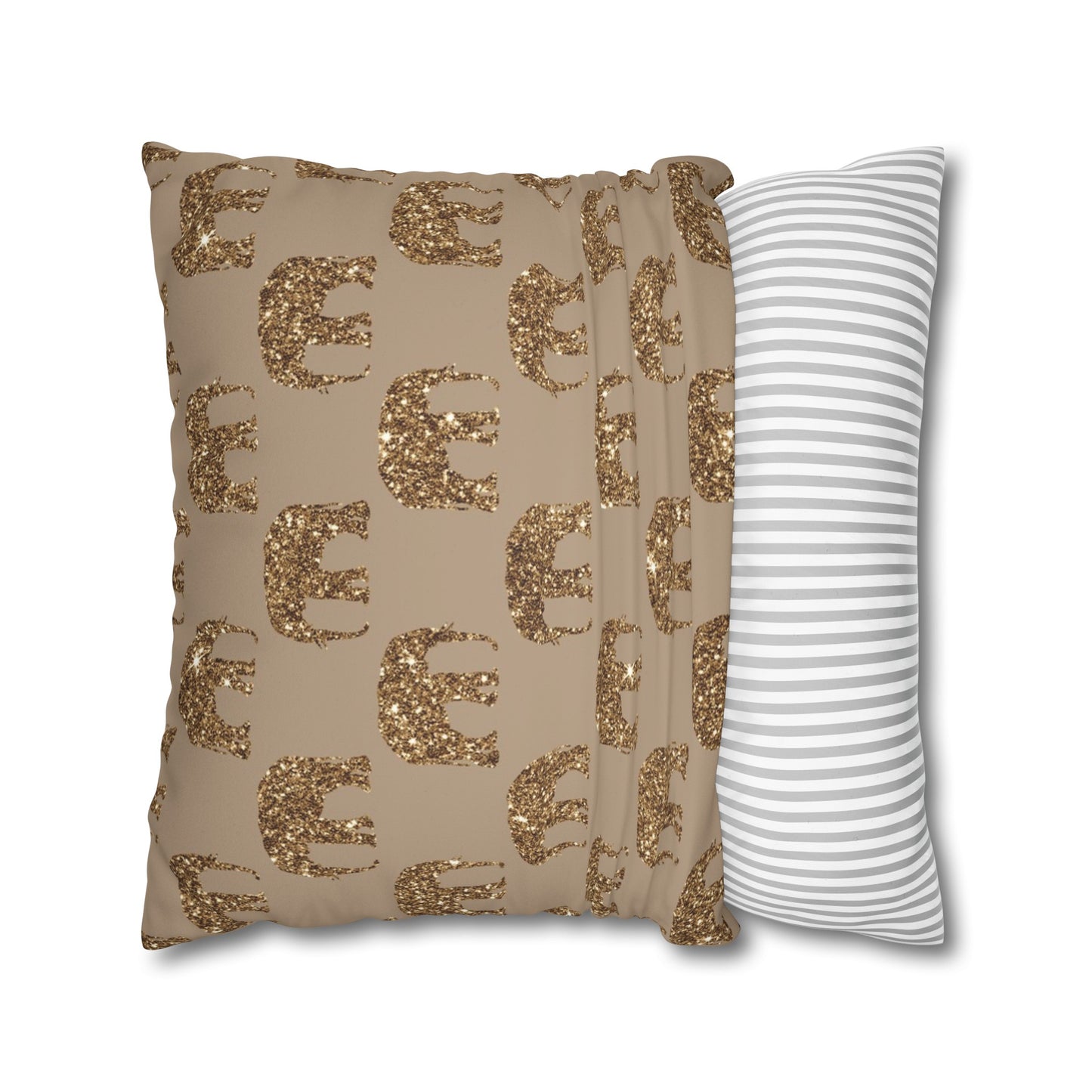 Sequined in Gold Elephants Pillow Cover-Sanktuari Decor