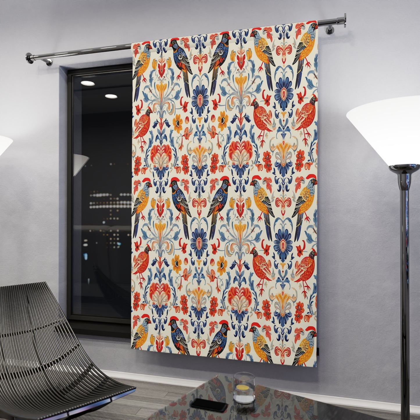 Toile De Jouy Floral Curtain Panels-Sanktuari Decor