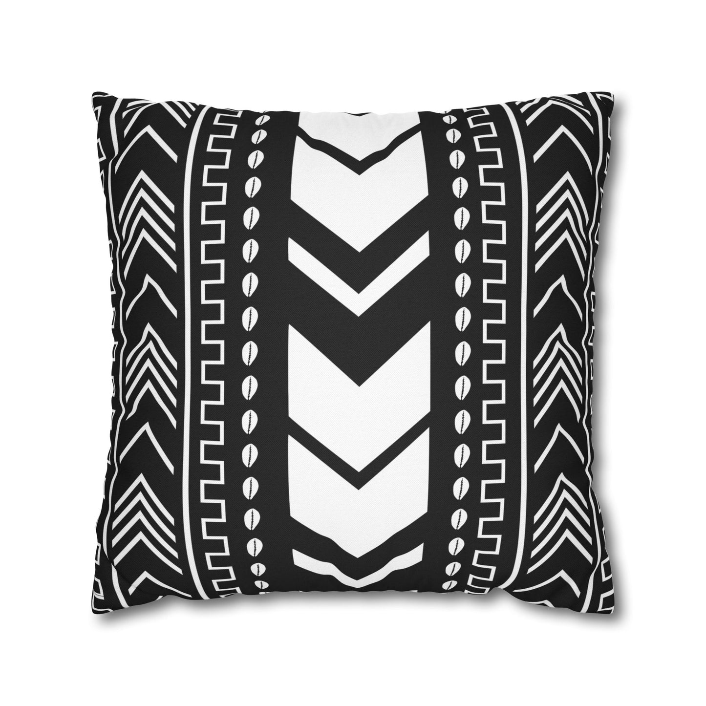 Black and white patterned pillow on a white background