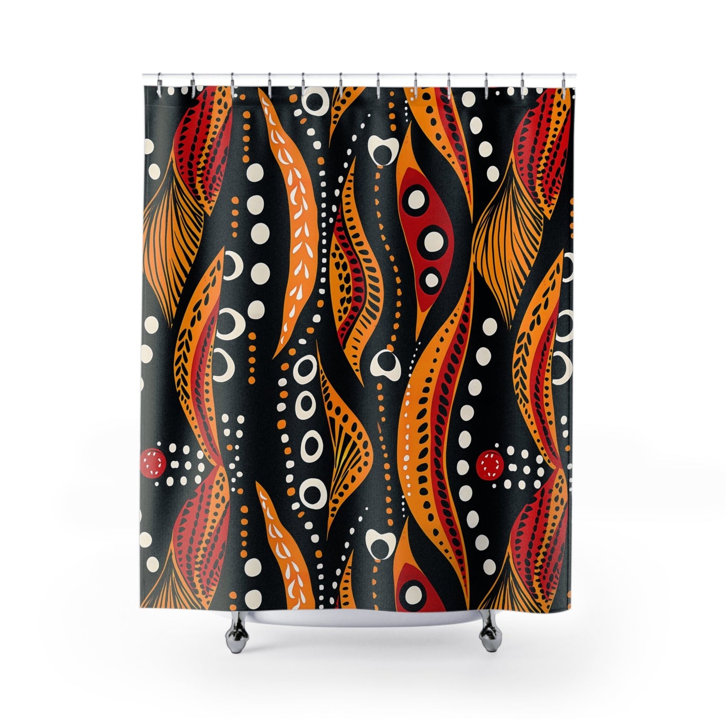 Abstract Aboriginal Wave Pattern Shower Curtain - SANKTUARI DECOR