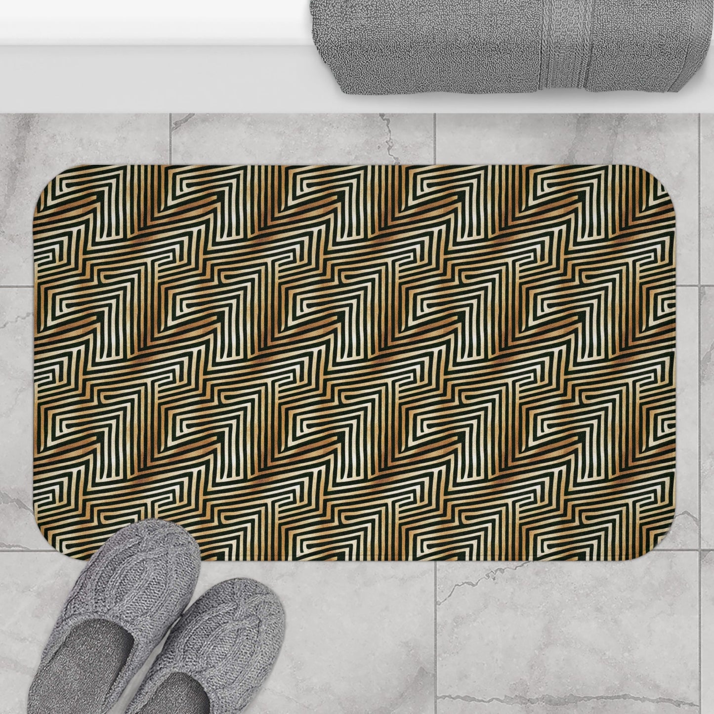 Abstract Geometric Lines Bath Mat - SANKTUARI DECOR