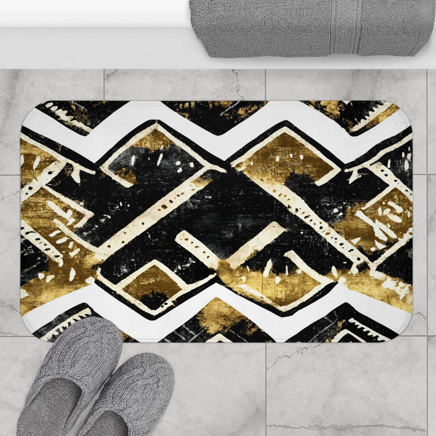 Abstract Mudcloth Print Bath Mat - SANKTUARI DECOR