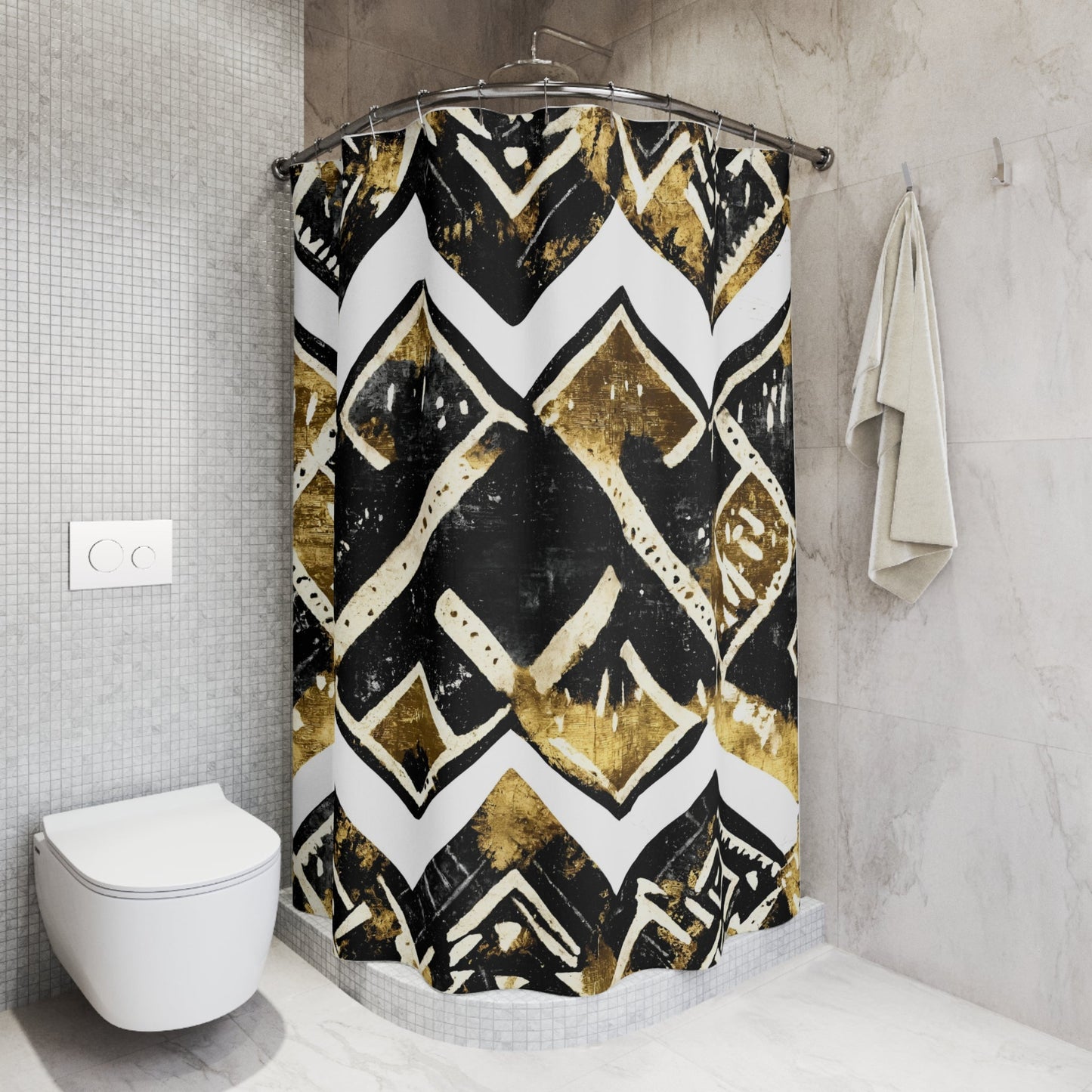 Abstract Mudcloth Shower Curtain - SANKTUARI DECOR