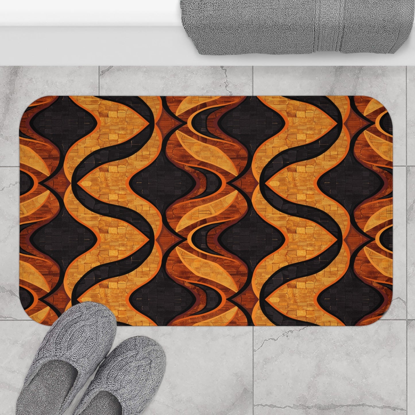 Black and Gold Mudcloth Bath Mat - SANKTUARI DECOR