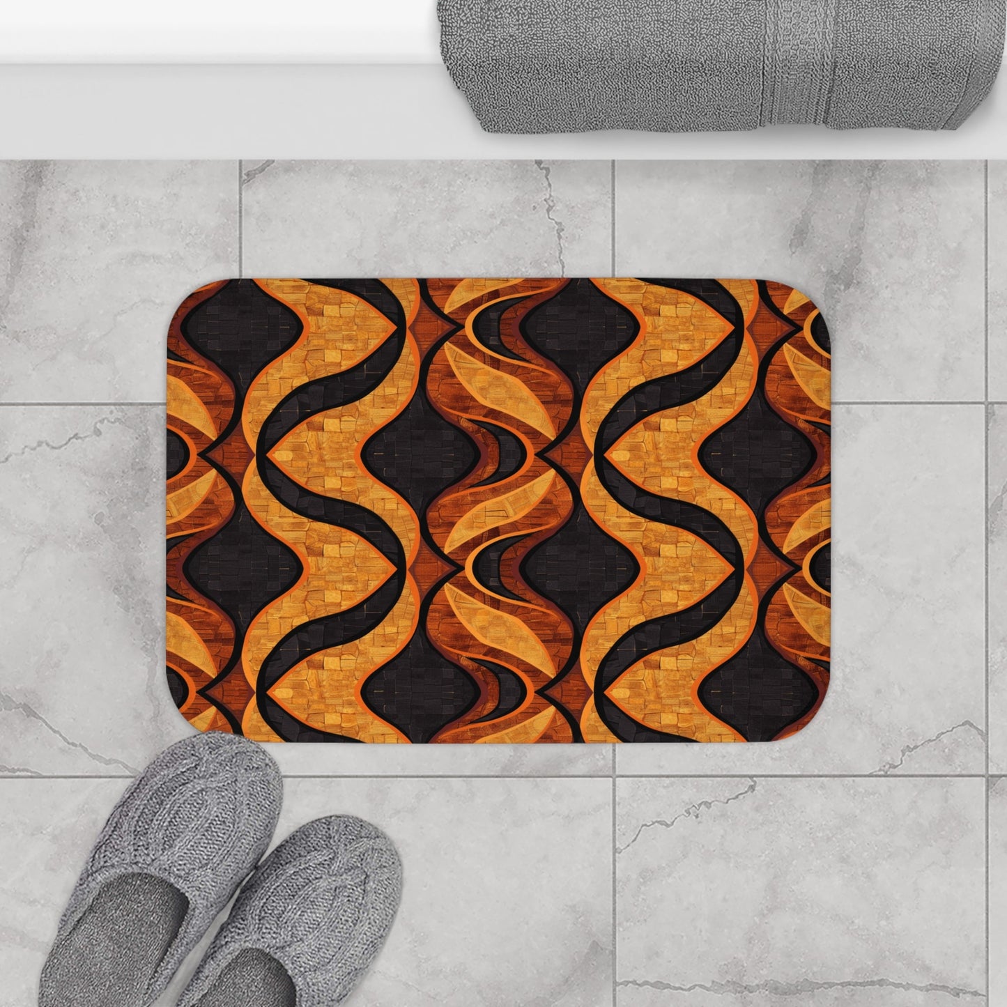 Black and Gold Mudcloth Bath Mat - SANKTUARI DECOR