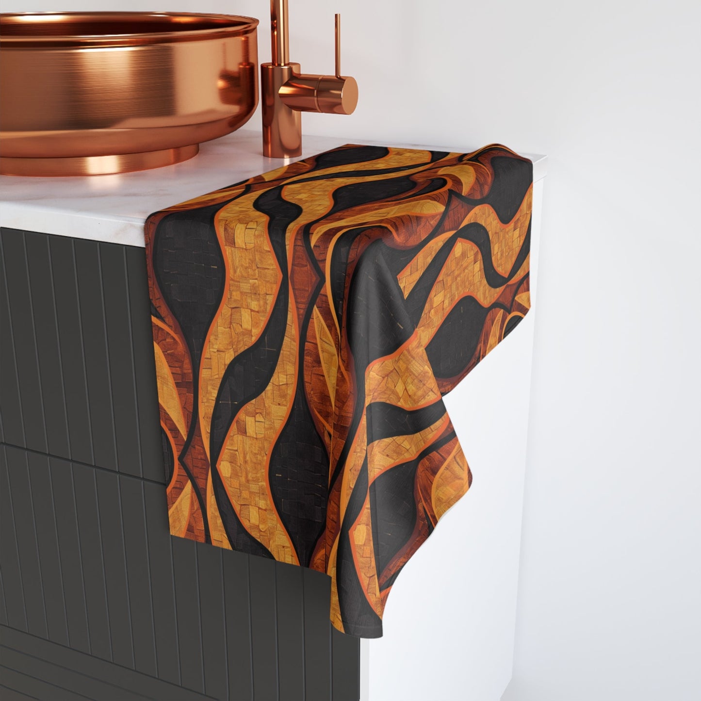 Black and Gold Mudcloth Hand Towel - SANKTUARI DECOR