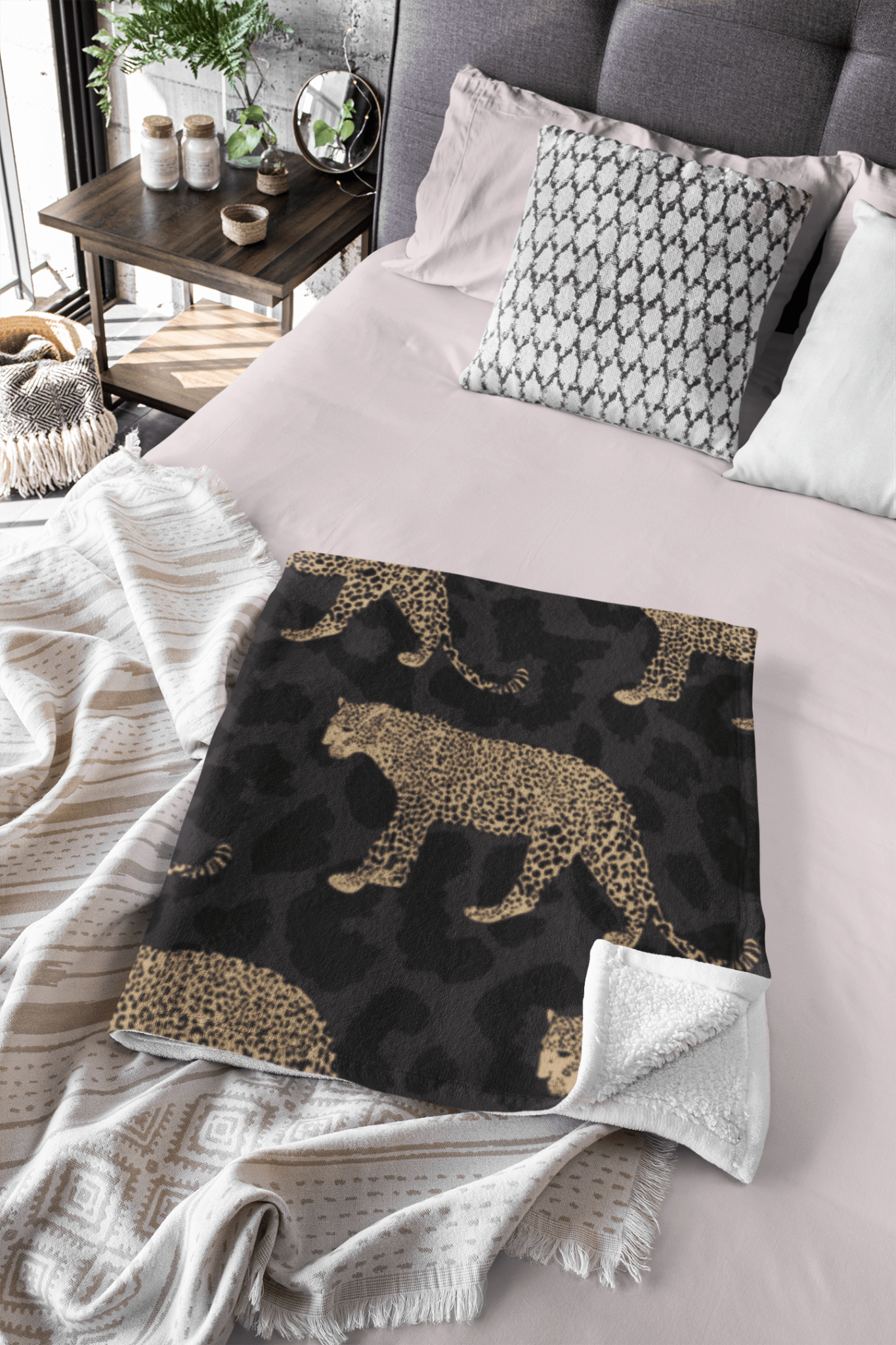 Black Leopard on Leopard Blankets - SANKTUARI DECOR