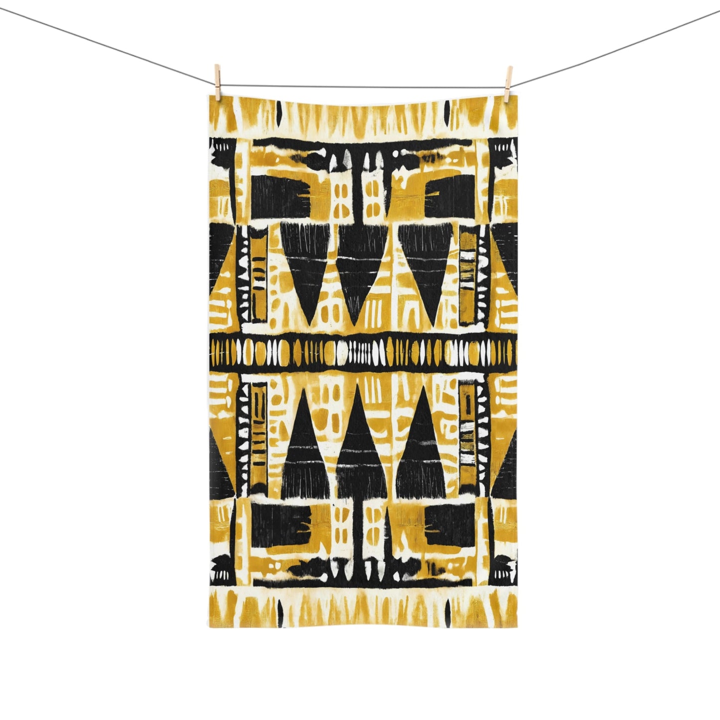 Black & Yellow Mudcloth Hand Towel - SANKTUARI DECOR
