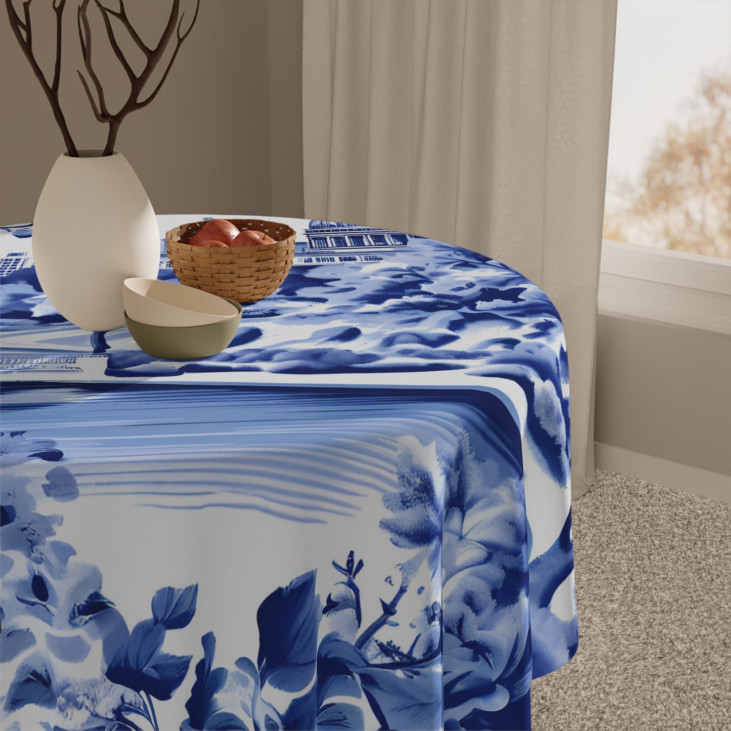 Blue Toile Tablecloth - SANKTUARI DECOR