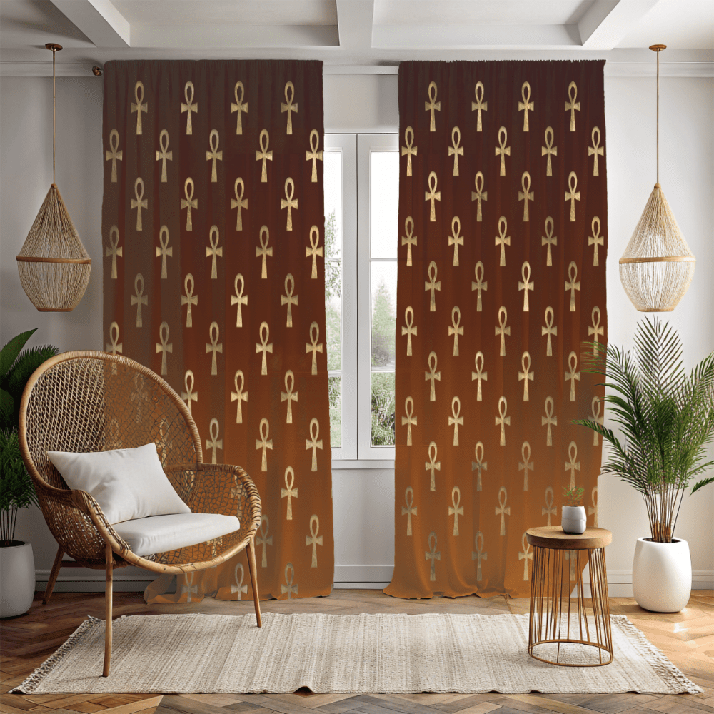 Cultural print curtain panels for decor