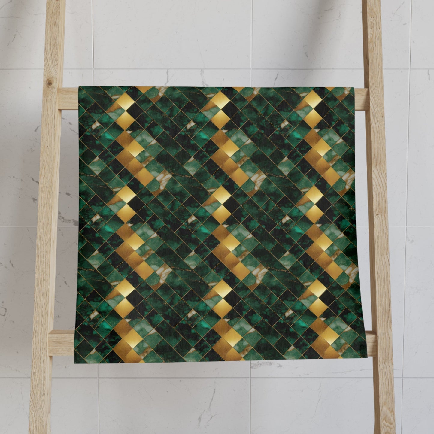 Green and Gold Marble Towel - SANKTUARI DECOR