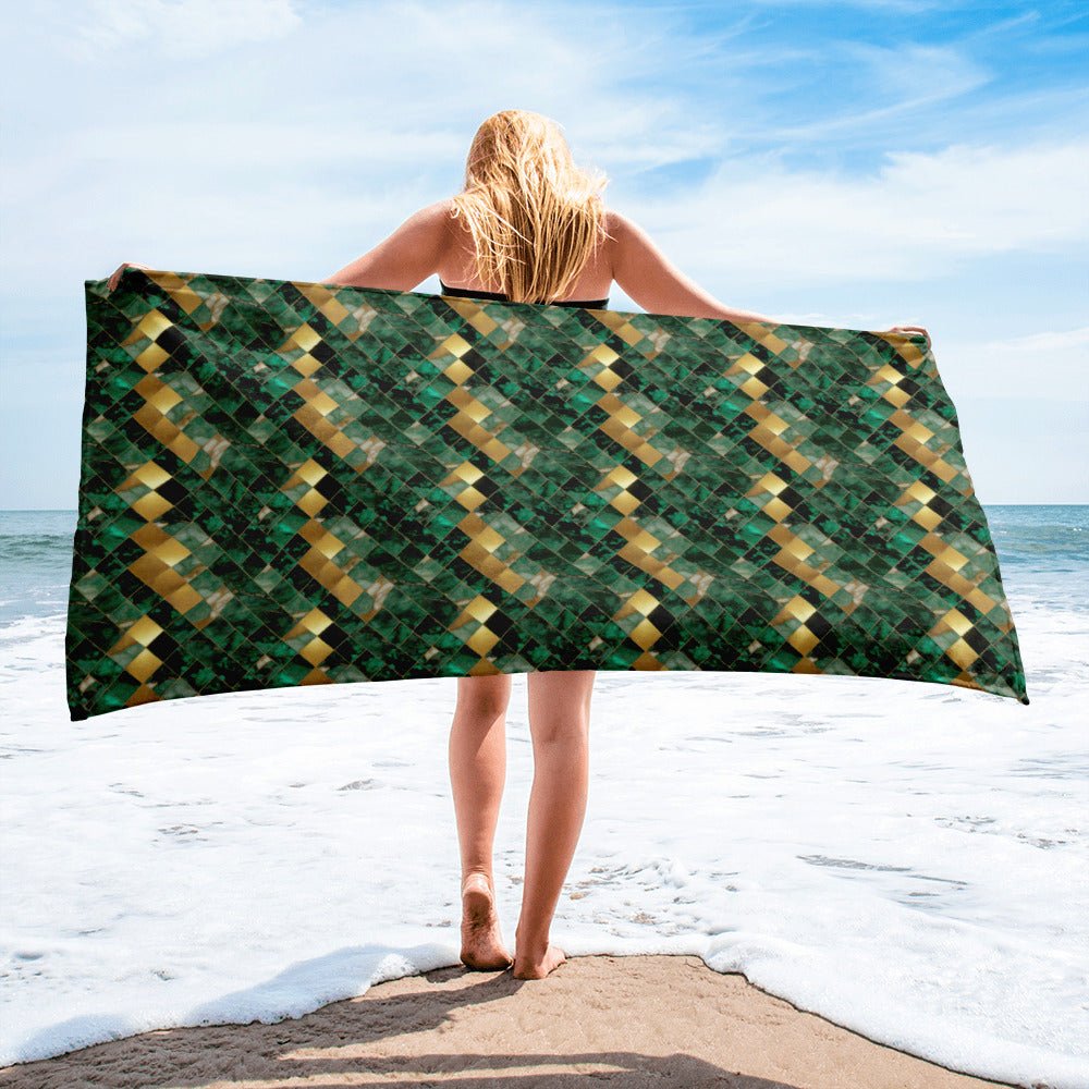 Green and Gold Marble Towel - SANKTUARI DECOR